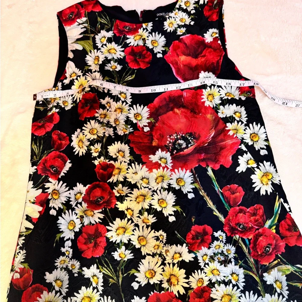 Dolce & Gabbana Black Dress with Red and White Floral Design - Picture 12 of 17